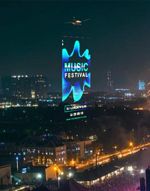 Drone LED screen at music festival