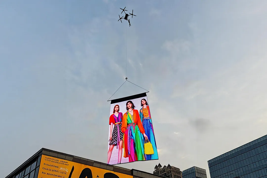 Aerial LED screen fashion advertising